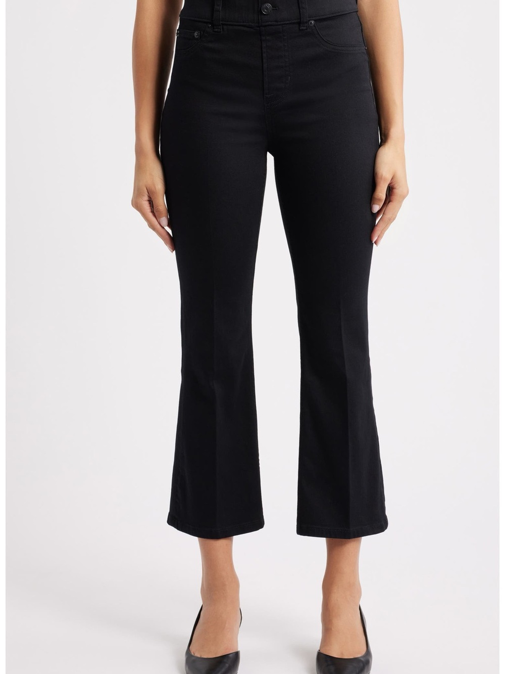 Spanx 1X Kick Flare Crop Stretchy Comfy Black Jeans Casual Slimming Chic City
